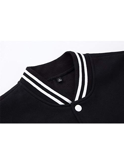 TRIFUNESS Varsity Jacket Letterman Jacket Baseball Jacket with Long Sleeve Banded Collar