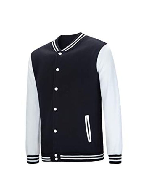 TRIFUNESS Varsity Jacket Letterman Jacket Baseball Jacket with Long Sleeve Banded Collar