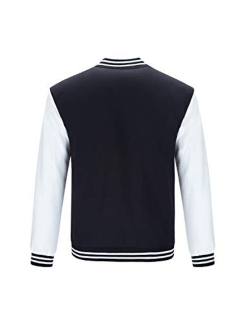 TRIFUNESS Varsity Jacket Letterman Jacket Baseball Jacket with Long Sleeve Banded Collar