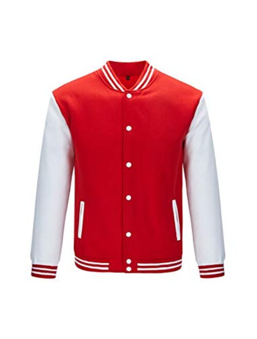 TRIFUNESS Varsity Jacket Letterman Jacket Baseball Jacket with Long Sleeve Banded Collar