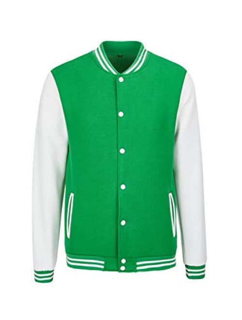 TRIFUNESS Varsity Jacket Letterman Jacket Baseball Jacket with Long Sleeve Banded Collar