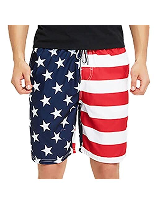 sandbank Mens Shorts Casual Summer Beach Quick Dry Trunks for Men with Pockets USA Flag