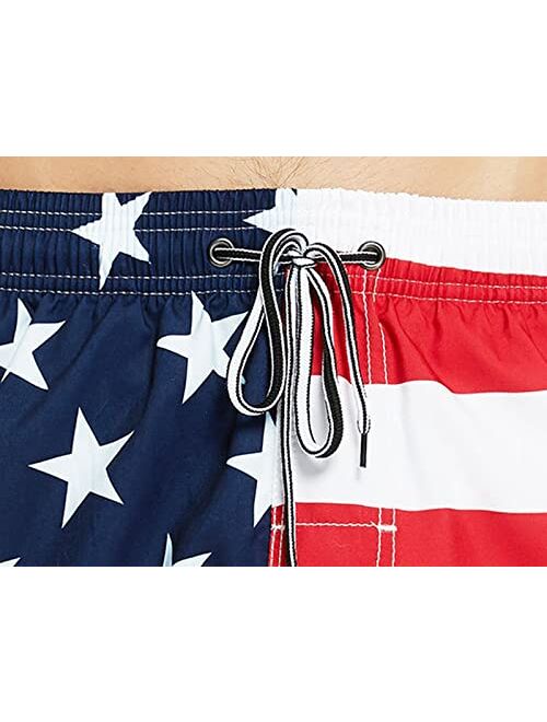 sandbank Mens Shorts Casual Summer Beach Quick Dry Trunks for Men with Pockets USA Flag