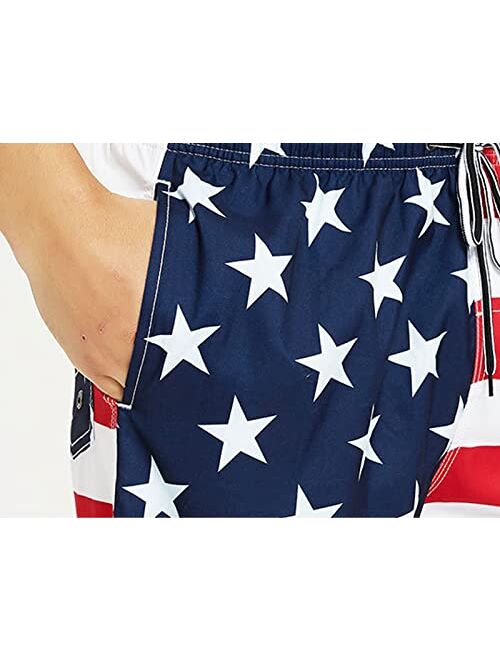 sandbank Mens Shorts Casual Summer Beach Quick Dry Trunks for Men with Pockets USA Flag