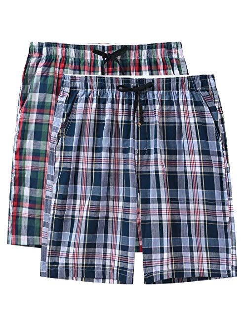 JINSHI Mens 2 Pack Pajama Shorts Elastic Waist Lounge Sleep Shorts with Pockets