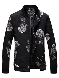 EMAOR Mens Casual Slim Fit Printed Jacket Coat (Lightweight Style & Cotton Padded Style)