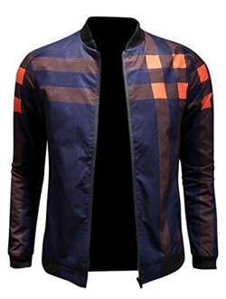 EMAOR Mens Casual Slim Fit Printed Jacket Coat (Lightweight Style & Cotton Padded Style)