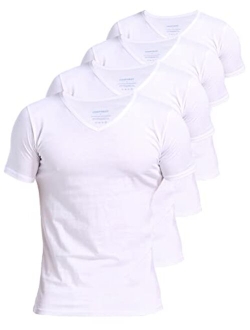 Comfneat Men's 6-Pack 100% Cotton Comfy Undershirts V-Neck T-Shirts