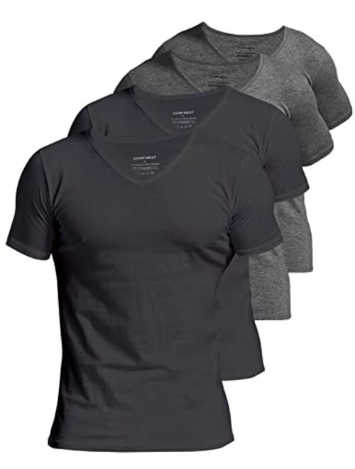 Comfneat Men's 6-Pack 100% Cotton Comfy Undershirts V-Neck T-Shirts