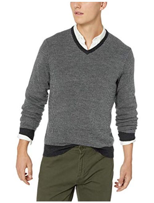 Amazon Brand - Goodthreads Men's Lightweight Merino Wool V-Neck Birdseye Sweater