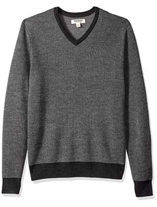 Amazon Brand - Goodthreads Men's Lightweight Merino Wool V-Neck Birdseye Sweater