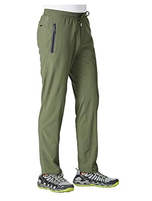 YSENTO Men's Quick Dry Lightweight Breathable Hiking Running Pants with Zipper Pockets