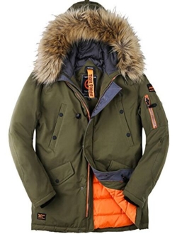 TIGER FORCE Parka Coat Winter Men Waterproof Hooded Jacket Quilted Ski Snowjacket Extremely Cold