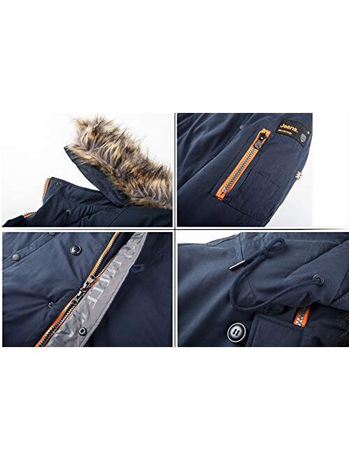 TIGER FORCE Parka Coat Winter Men Waterproof Hooded Jacket Quilted Ski Snowjacket Extremely Cold