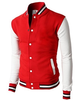 H2H Mens Casual Slim Fit Cotton Varsity Bomber Lightweight Jackets 