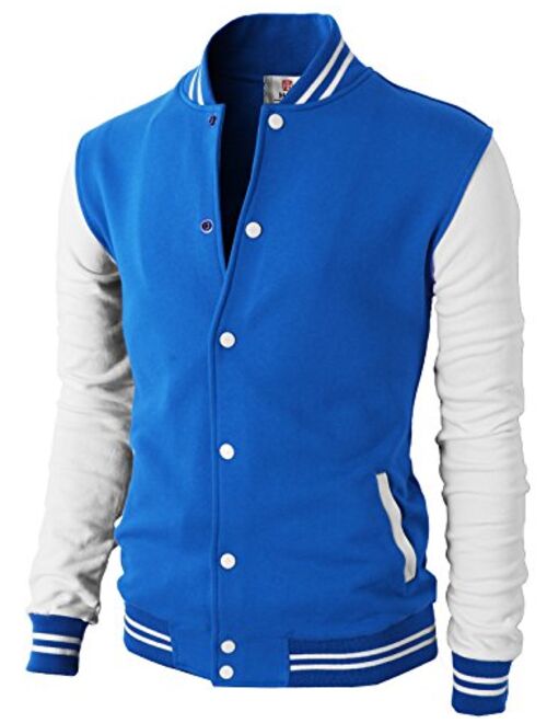 H2H Mens Casual Slim Fit Cotton Varsity Bomber Lightweight Jackets 