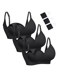 HOFISH 3 Pack Seamless Clip Down Deep V Neck Push Up Nursing Bra Maternity Bras 3PACK Inlcuding Extenders & Clips