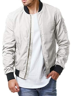 Enjoybuy Mens Lightweight Bomber Jackets Fall Winter Outerwear Full Zip Up Baseball Varsity Jacket