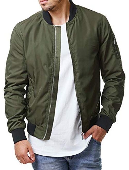 Enjoybuy Mens Lightweight Bomber Jackets Fall Winter Outerwear Full Zip Up Baseball Varsity Jacket