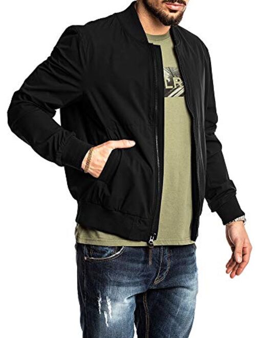 Enjoybuy Mens Lightweight Bomber Jackets Fall Winter Outerwear Full Zip Up Baseball Varsity Jacket