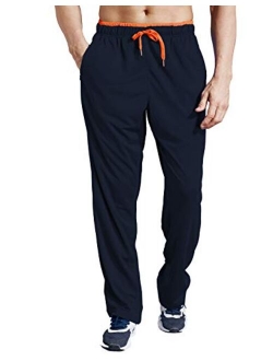 LUWELL PRO Men's Sweatpants with Pockets Open Bottom Athletic Pants for Jogging, Workout, Gym, Running, Training