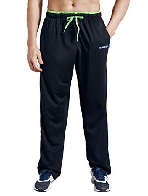 LUWELL PRO Men's Sweatpants with Pockets Open Bottom Athletic Pants for Jogging, Workout, Gym, Running, Training