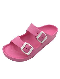 LUFFYMOMO Adjustable Slip on Eva Double Buckle Slides Comfort Footbed Thong Sandals for Womens Mens