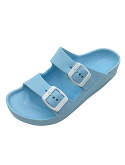 LUFFYMOMO Adjustable Slip on Eva Double Buckle Slides Comfort Footbed Thong Sandals for Womens Mens