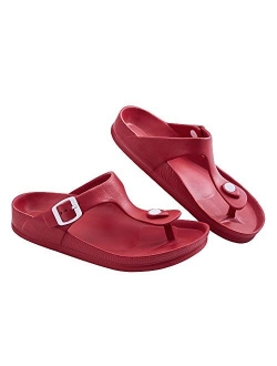 LUFFYMOMO Adjustable Slip on Eva Double Buckle Slides Comfort Footbed Thong Sandals for Womens Mens