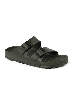 LUFFYMOMO Adjustable Slip on Eva Double Buckle Slides Comfort Footbed Thong Sandals for Womens Mens