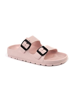 LUFFYMOMO Adjustable Slip on Eva Double Buckle Slides Comfort Footbed Thong Sandals for Womens Mens