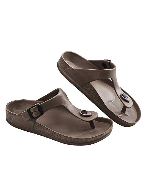 LUFFYMOMO Adjustable Slip on Eva Double Buckle Slides Comfort Footbed Thong Sandals for Womens Mens