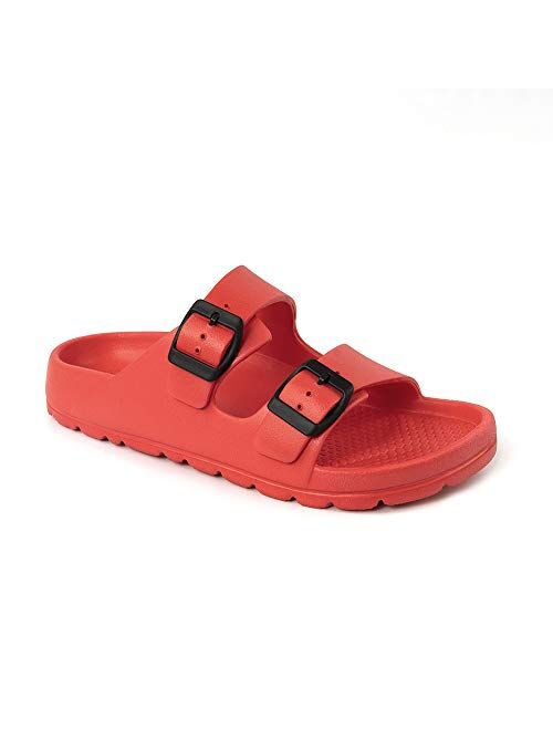 LUFFYMOMO Adjustable Slip on Eva Double Buckle Slides Comfort Footbed Thong Sandals for Womens Mens