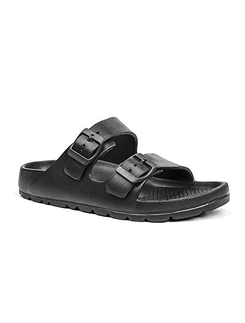 LUFFYMOMO Adjustable Slip on Eva Double Buckle Slides Comfort Footbed Thong Sandals for Womens Mens