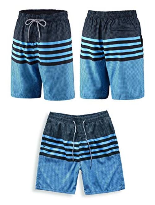 Liberty Imports Men's Swim Trunks Pack of 3 Quick Dry 7" Inseam Beach Shorts with Mesh Lining and Zipper Pockets