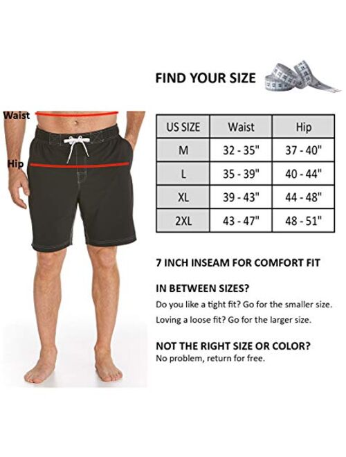 Liberty Imports Men's Swim Trunks Pack of 3 Quick Dry 7" Inseam Beach Shorts with Mesh Lining and Zipper Pockets