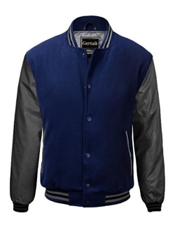 Guytalk Men's Letterman Style Premium Thick Fabric Varsity Baseball Jacket