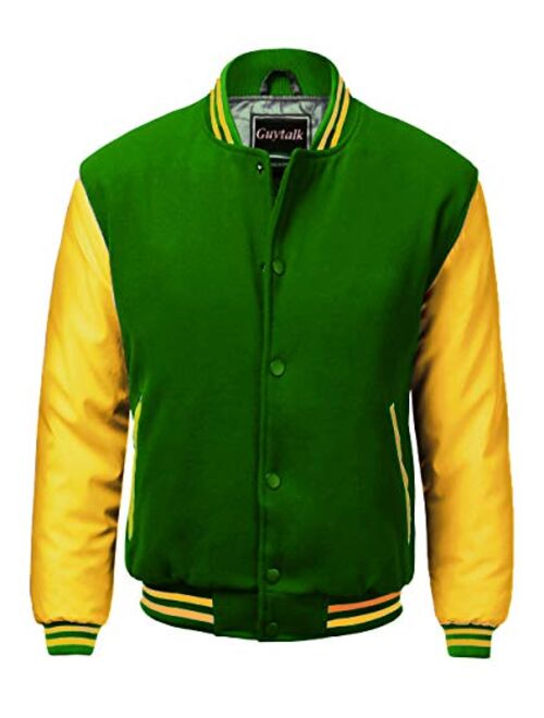 Guytalk Men's Letterman Style Premium Thick Fabric Varsity Baseball Jacket