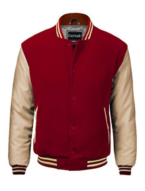 Guytalk Men's Letterman Style Premium Thick Fabric Varsity Baseball Jacket