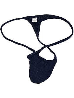 JAXFSTK Men's Breath Holes Micro Thong Sexy Mini Bikini Underwear Elastic String T-Back Tanga