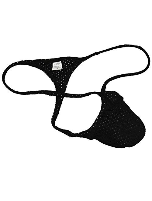 JAXFSTK Men's Breath Holes Micro Thong Sexy Mini Bikini Underwear Elastic String T-Back Tanga