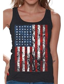 Awkwardstyles Women's American Flag Distressed Tank Top 4th July Tank   Bookmark