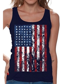 Awkwardstyles Women's American Flag Distressed Tank Top 4th July Tank   Bookmark