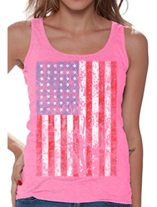 Awkward Styles Awkwardstyles Women's American Flag Distressed Tank Top 4th July Tank + Bookmark