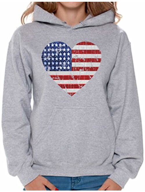 Awkward Styles Women's American Flag Heart Hoodie 4th July Sweatshirt