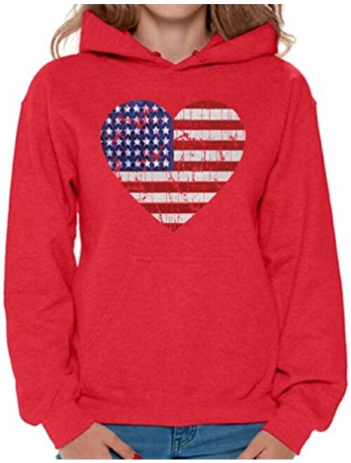 Awkward Styles Women's American Flag Heart Hoodie 4th July Sweatshirt