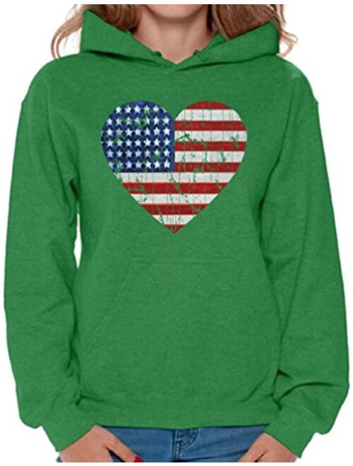 Awkward Styles Women's American Flag Heart Hoodie 4th July Sweatshirt