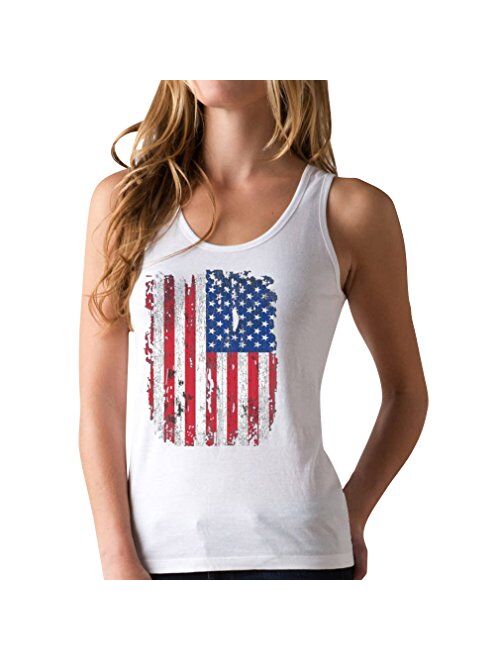 4th of July Tank Patriotic Vintage USA Flag Racerback Women's Tank Top