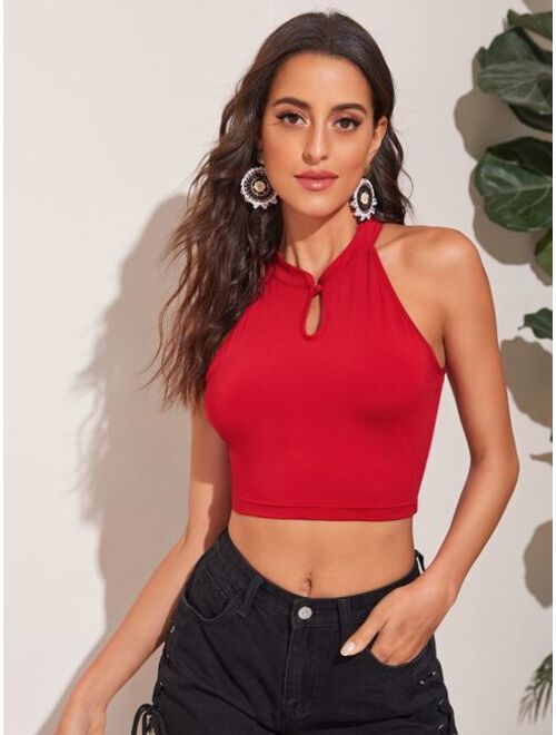 Buy Peekaboo Crop Fitted Halter Top Online Topofstyle