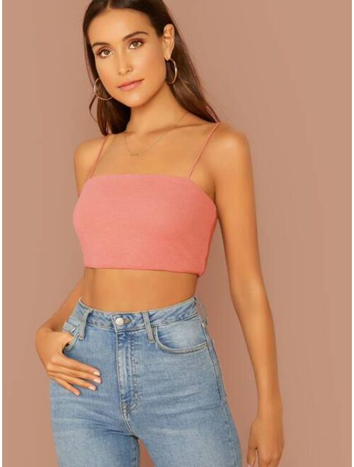 Shein Ribbed Cropped Cami Top